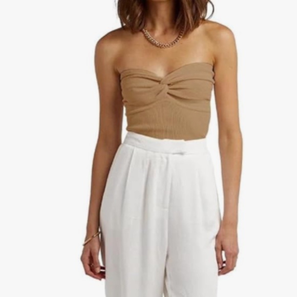 Womens Tube Tops Casual Beach Vacation Clothes Sweaters in Khaki Sz.M - Picture 1 of 5